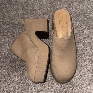 Tan Women's Platform Mules